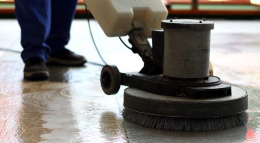 cleaning church floor