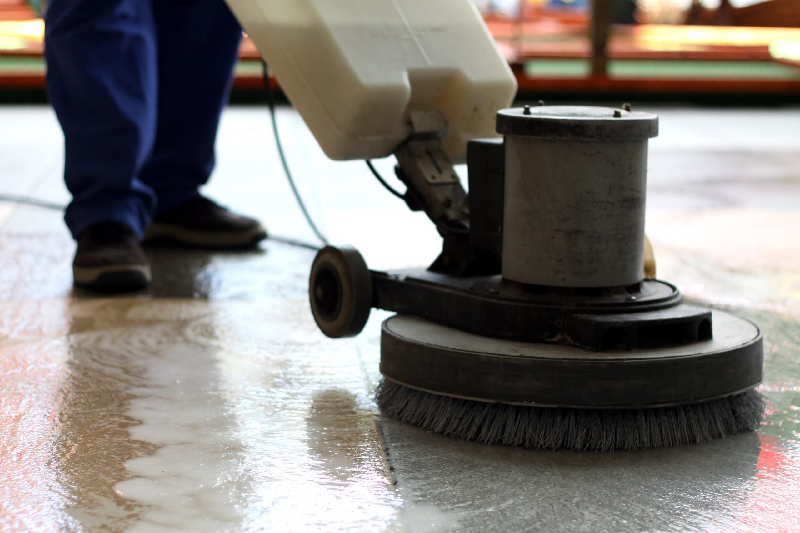 cleaning church floor